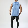 thumbnail image 3 of SWSMCLT Men's Workout Top Soft Quick Dry Loose Hooded Vest Fit Tank Top Running Summer Sleeveless Hoodies High Low Casual Fall Sky Blue X-Large, 3 of 4