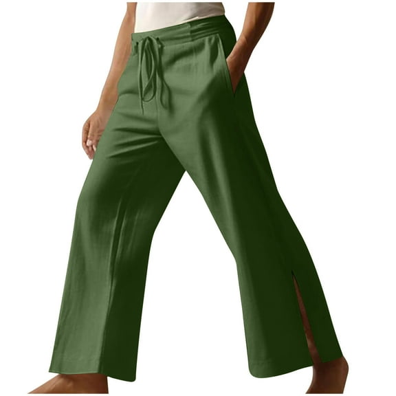 Inleife Mens Straight-Leg Pants Men Solid Casual Fashion Pockets Elastic Waist Long Pants Trousers