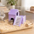thumbnail image 4 of Two-Layer Small Animal Castle with Stairs, Hamster Sleeping House Nest, Guinea Pig Hideout Exercise Toy(6Inch,Purple), 4 of 6