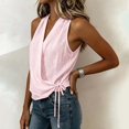 thumbnail image 6 of Womens Tank Tops Side Tie V Neck Loose Fit Cotton Sleeveless Shirts Casual Summer Pink Halter Tops for Women, 6 of 7