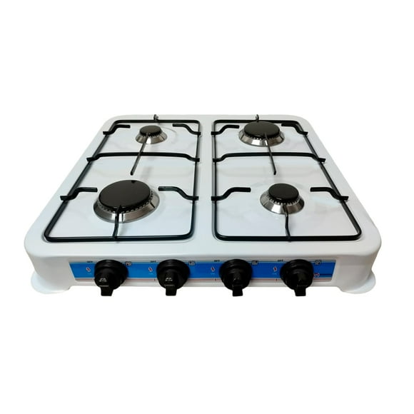 Parrilla Estufa Mesa Gas 4 quemadores Acero Blanca Shorbull