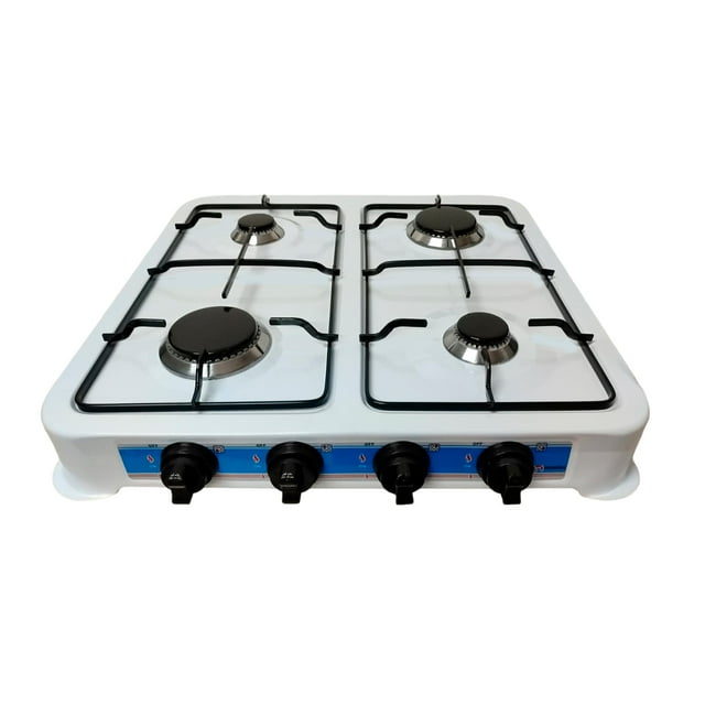 Parrilla Estufa Mesa Gas 4 quemadores Acero Blanca Shorbull