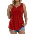 thumbnail image 4 of Fantaslook Womens Tank Tops Dressy Casual Sleeveless Blouses Crew Neck Pleated Tunic Shirts Summer Tops, 4 of 10