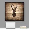 thumbnail image 2 of wall26 - Square Canvas Wall Art - Deer with Antler Silhouette on Rustic Wood Board Texture Background - Giclee Print Gallery Wrap Modern Home Art Ready to Hang - 16x16 inches, 2 of 5
