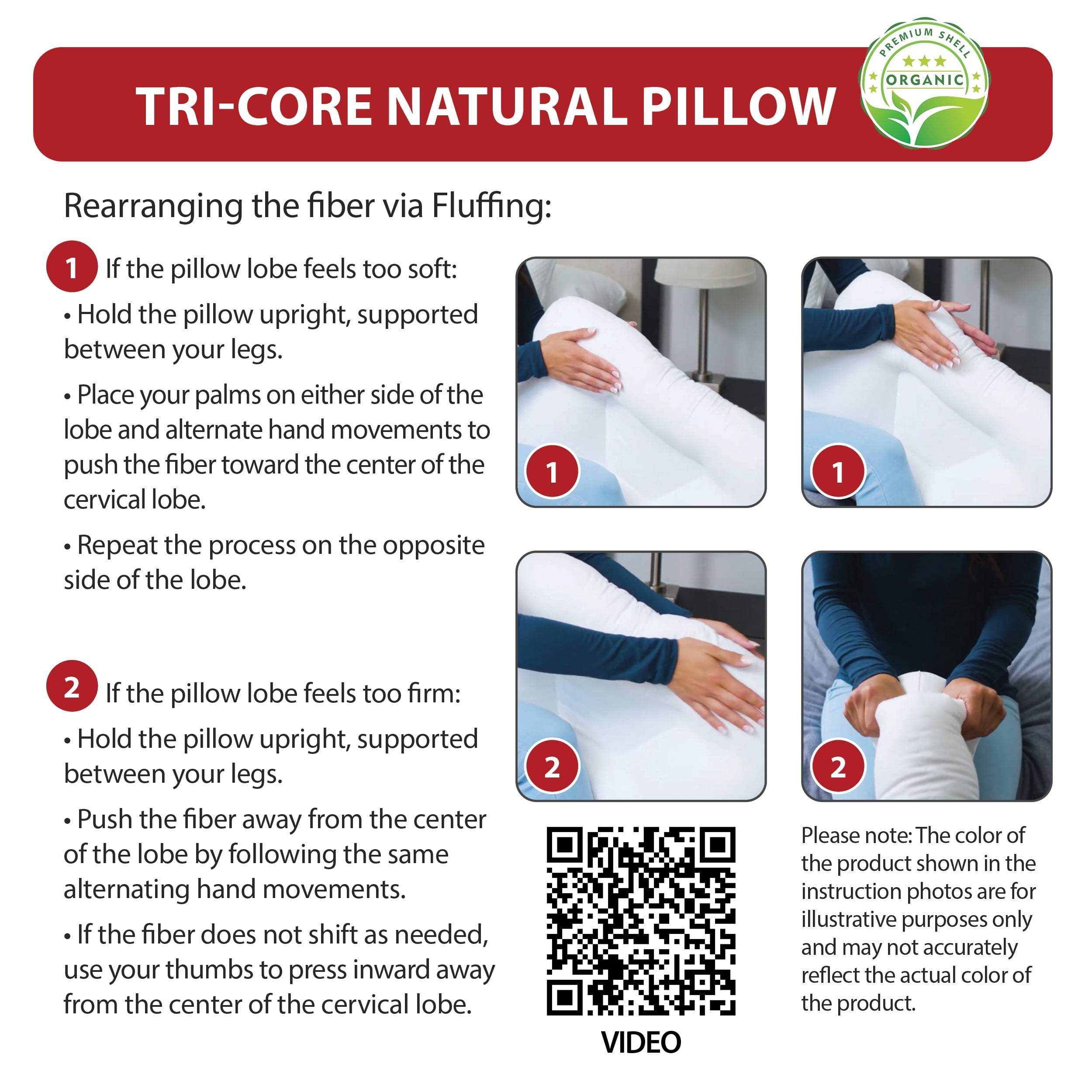 Core Products Tri-Core Natural Cervical Support Pillow for Neck Pain, with 100% Premium Organic Cotton Shell, Petite, Gentle