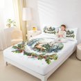 thumbnail image 4 of Feelyou Magic Reindeer Moose Queen Sheet Sets for Teens, Winter Christmas Animal Flat Sheet, Retro Xmas Flower Queen Fitted Sheet, Breathable Home Decor, 4-Piece, 4 of 7