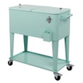 thumbnail image 5 of Zimtown Iron Spray Plastic Patio Cooler Cart with Tray Cooler with Shelf Green, 5 of 6