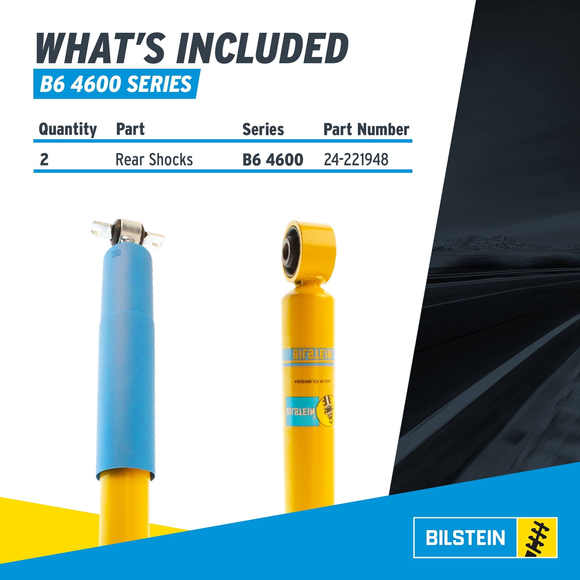 Bilstein Pair of Rear B6 4600 Series Shocks Compatible with 1996-2023 Express/Savana 2500/3500 Over GVWR: 7,300lbs with 0" Rear Lift