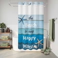 thumbnail image 6 of No Hook Shower Curtain with Built-in Rings - Farmhouse Beach Washable Waterproof Fabric Bathroom Curtains for Hotel,Rentals, Stall 36 X 72 Inch , Starfish Bule Wood Texture Coastal, 6 of 9