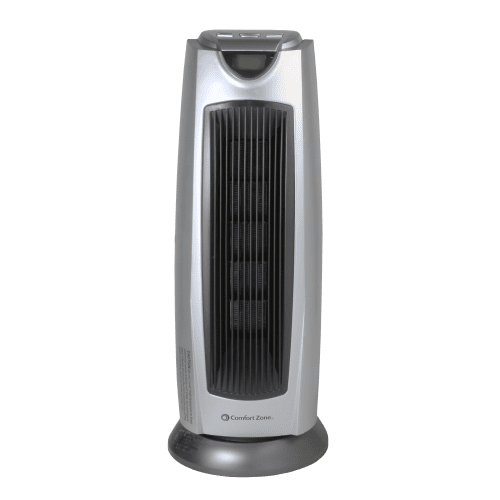 Photo 1 of Comfort Zone 1500Watt Ceramic Oscillating Digital Tower Heater with Remote Silver