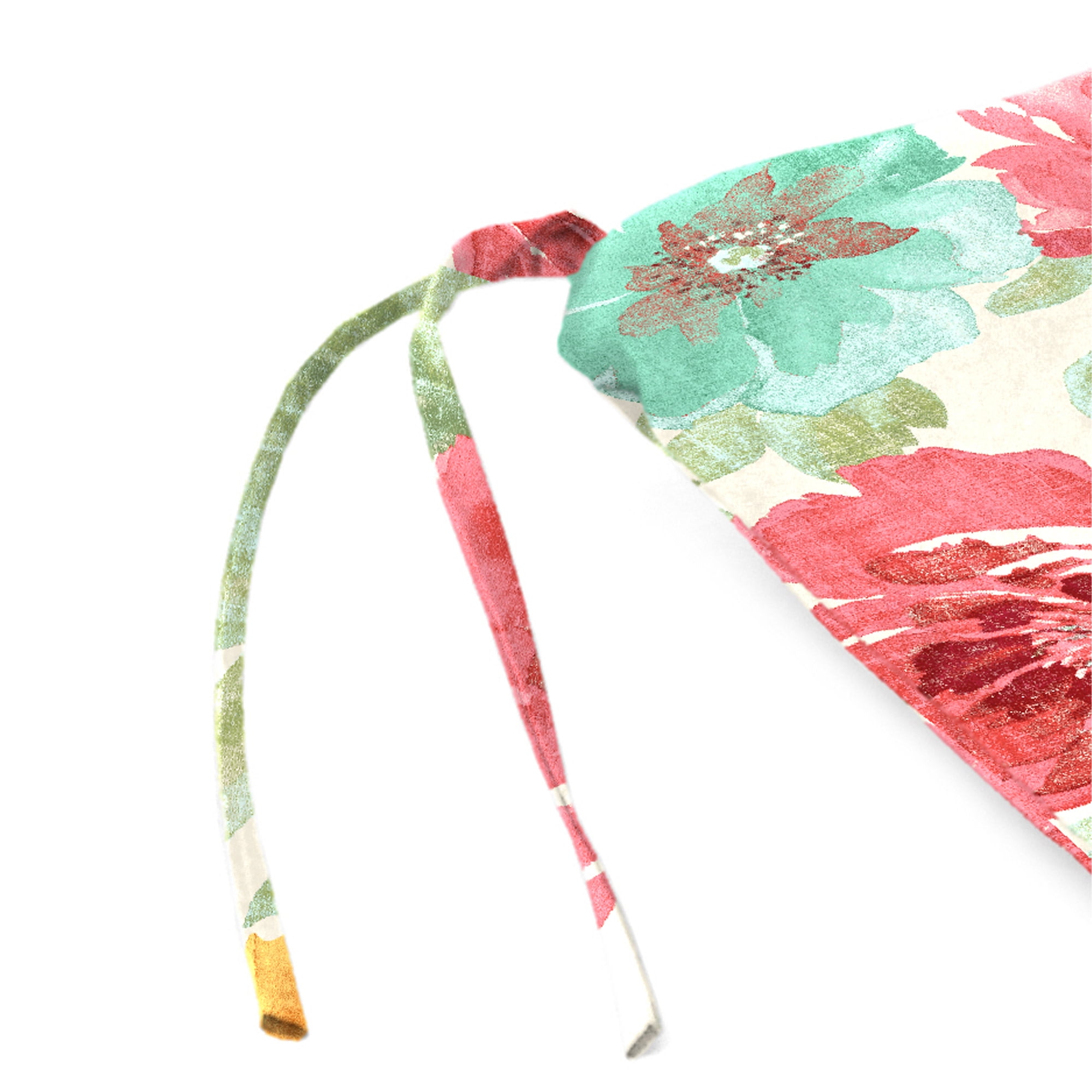 Jordan Manufacturing 15.5" x 17" Muree Beach Multicolor Floral Rectangular Outdoor Chair Pad Seat Cushion with Ties (2 Pack)
