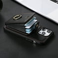 thumbnail image 4 of for iPhone 13 Pro Wallet Case with Card Holder, PU Leather Case with Ring Holder Kickstand, Snap Button Card Slots Case for Women Men for iPhone 13 Pro with Crossbody Strap - Black, 4 of 5