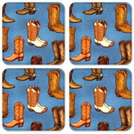 

Vinyl Drink Coasters - Set of 4 - Cowboy Boots (Denim) - Image by Dan Morris