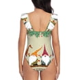 thumbnail image 6 of Yiaed Christmas Card With Gnomes Print Women's Ruffled One Piece Swimsuit V Neck Swimwear Slimming Monokini for Woman-XX-Large, 6 of 8
