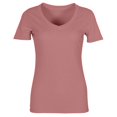 thumbnail image 2 of Gubotare Womens Summer Short Sleeve V Neck Double Lined Basic Slim Fit Crop T Shirt (Pink,XL), 2 of 5