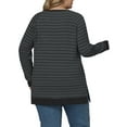 thumbnail image 3 of NISVIYA Plus Size Long Sleeve Sweatshirts for Women Casual Striped Crew Neck Raglan Dressy Pullover, 3 of 6