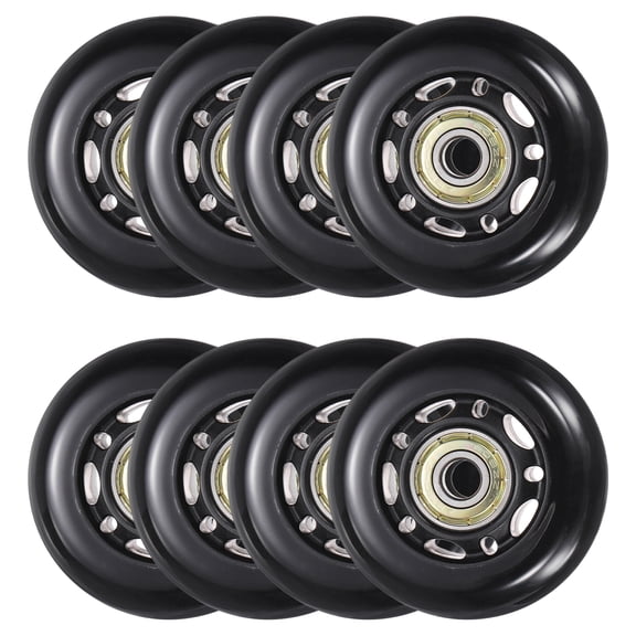 Uxcell Inline Skate Wheels with Bearings, Outdoor & Indoor Roller Skate Wheel Inline Skate Replacement ( 60mm, 8Pack, Black ) for Scooter