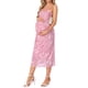 thumbnail image 4 of Vestido de maternidad para mujer INSPIRE CHIC, con malla, fruncido en los lados, tipo bodycon, tirantes de espagueti, vestido de embarazo para invitada de boda, color rosa, talla XXL, 4 of 6