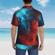 thumbnail image 4 of Balery Red And Blue Fire Camisas hawaianas de manga corta para hombre, camisas playeras de corte holgado, camisas de vacaciones con botones,Small, 4 of 7