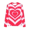 thumbnail image 4 of Girls Hot Pink Heart Print Long Sleeve Top - Sparkly Soft Stretch Crewneck, Easy Care for 3-13 Years,Size 11 T, 4 of 5