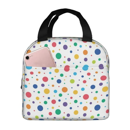 Insulated Lunch Bag for Women Men - colorful dot print Leakproof Cooler Lunch Box for Women Men  Lunch Tote Bags for Work School Picnic Travel