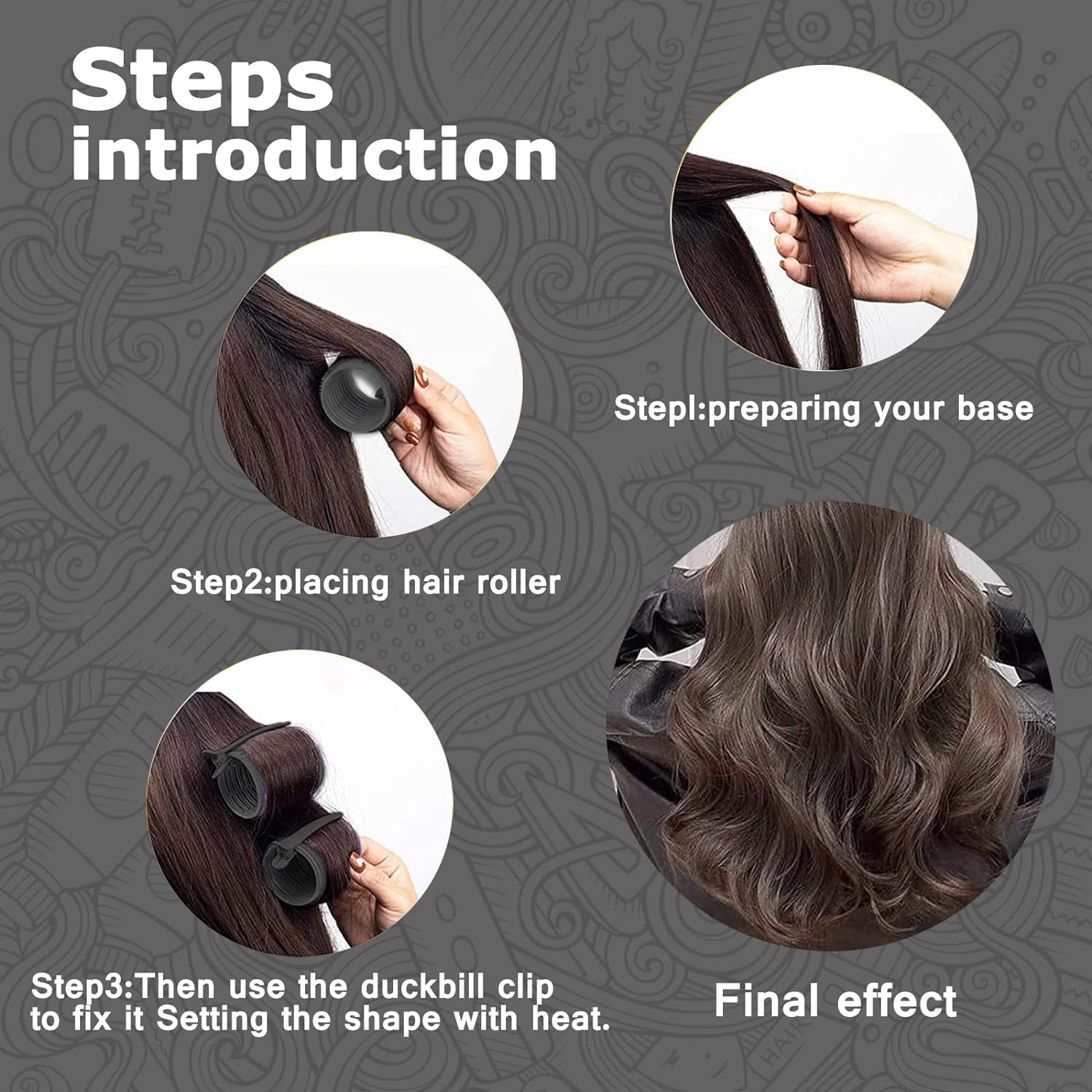 SURJDE Self grip hair roller set Hair roller set 8 pcs Heatless hair curlers Hair rollers for Long hair Medium and Short hair Hair rollers with hair roller clips and comb Salon hairdressing cu Walmart...