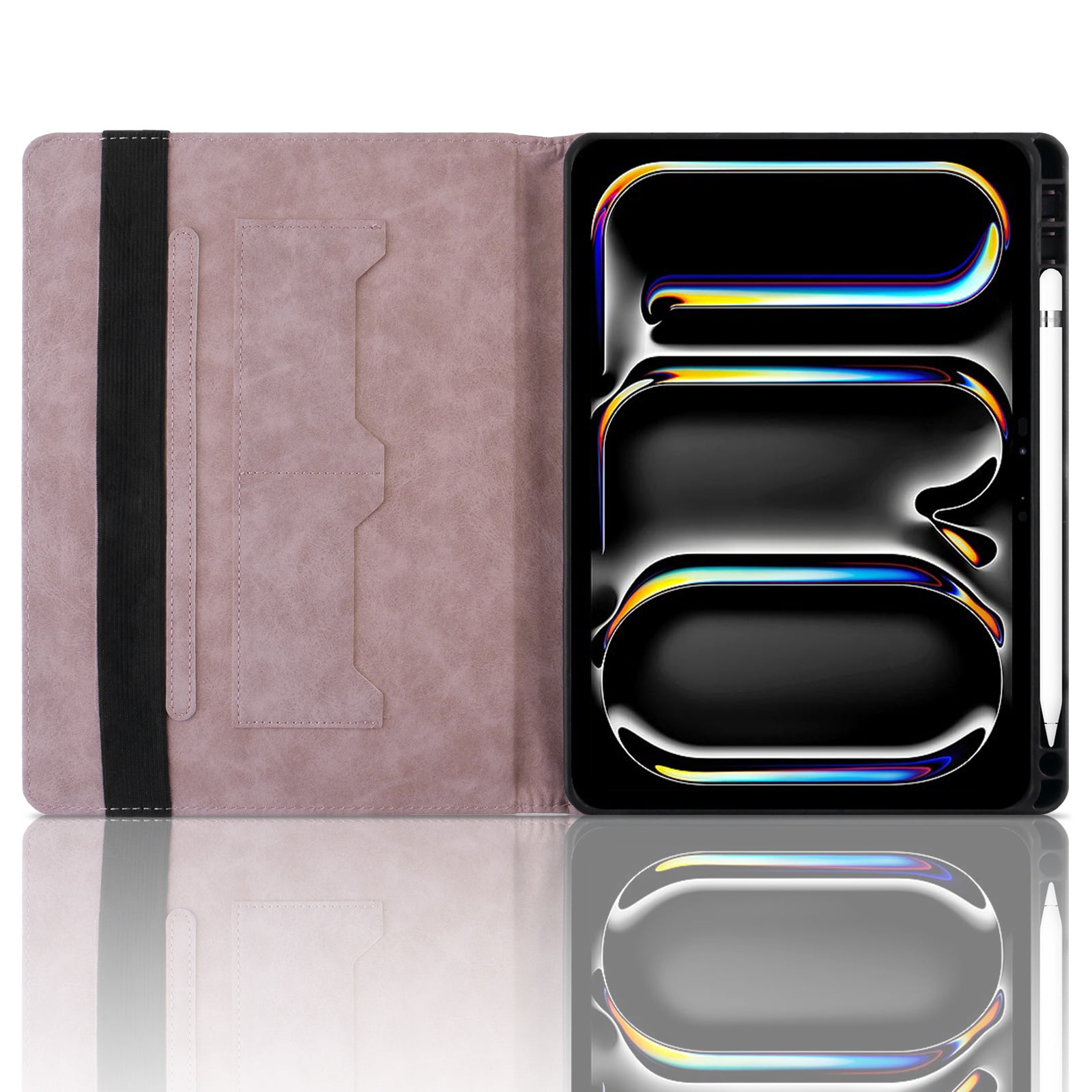 ELEHOLD Case for Apple iPad 11th 10th Gen, PU Leather Case with Pencil Holder,Shockproof Soft TPU Folio Stand Cover,Pink