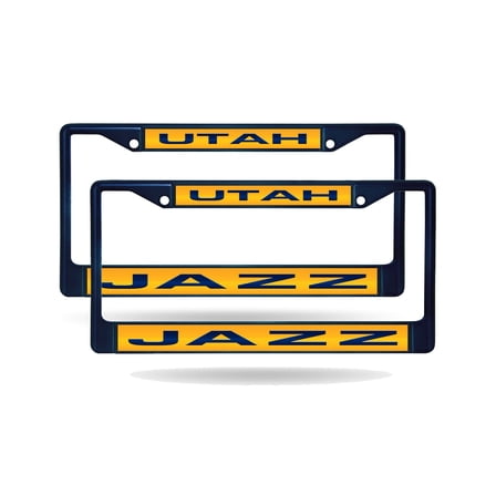 Utah Basketball Jazz (Set of 2) Navy Painted Metal Laser Cut License Plate Frames