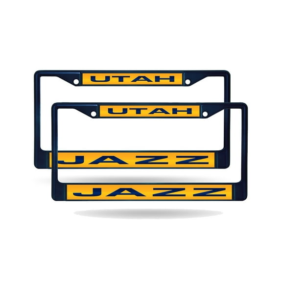 Utah Basketball Jazz (Set of 2) Navy Painted Metal Laser Cut License Plate Frames