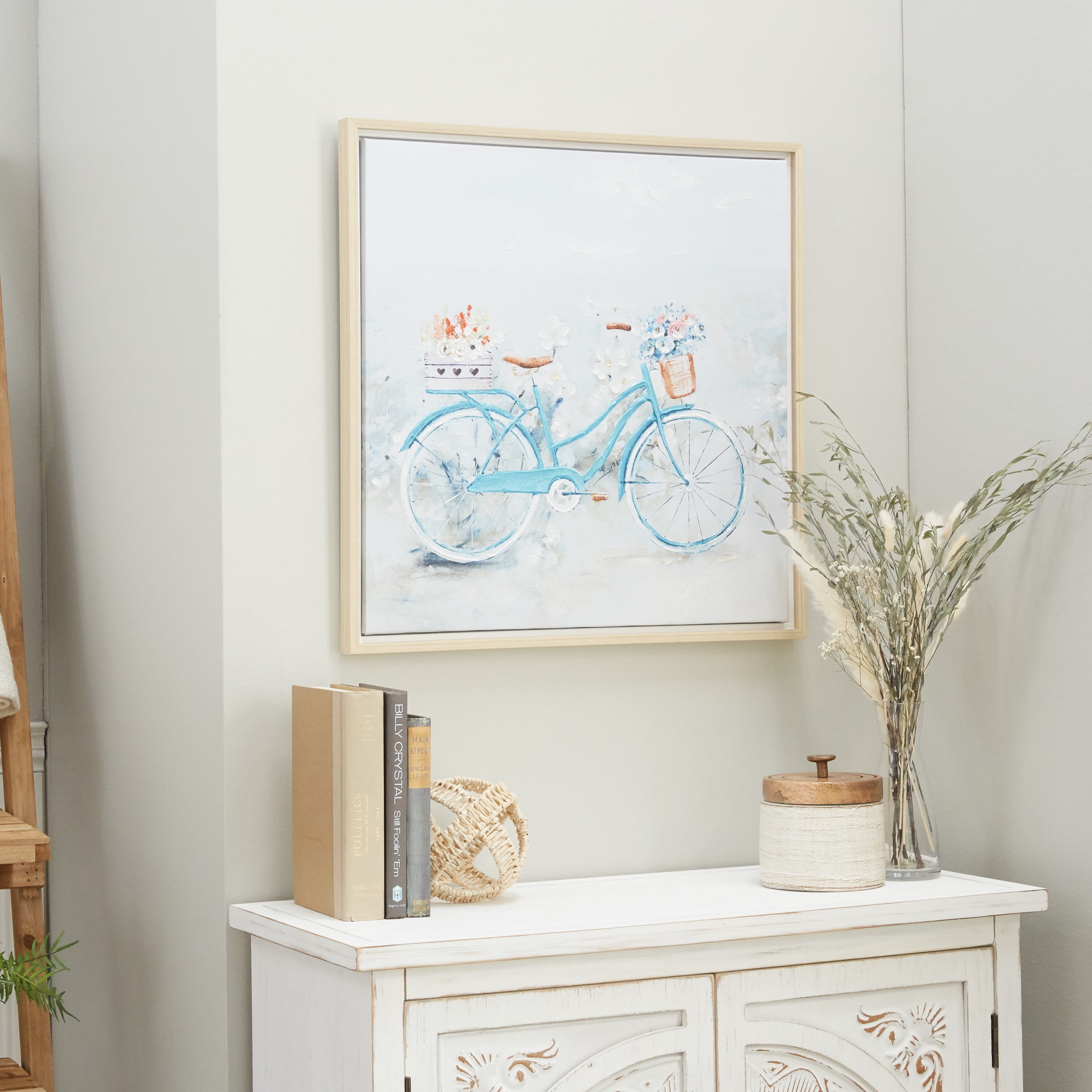 23" x 24" Bike Framed Wall Art with Tan Frame, by DecMode