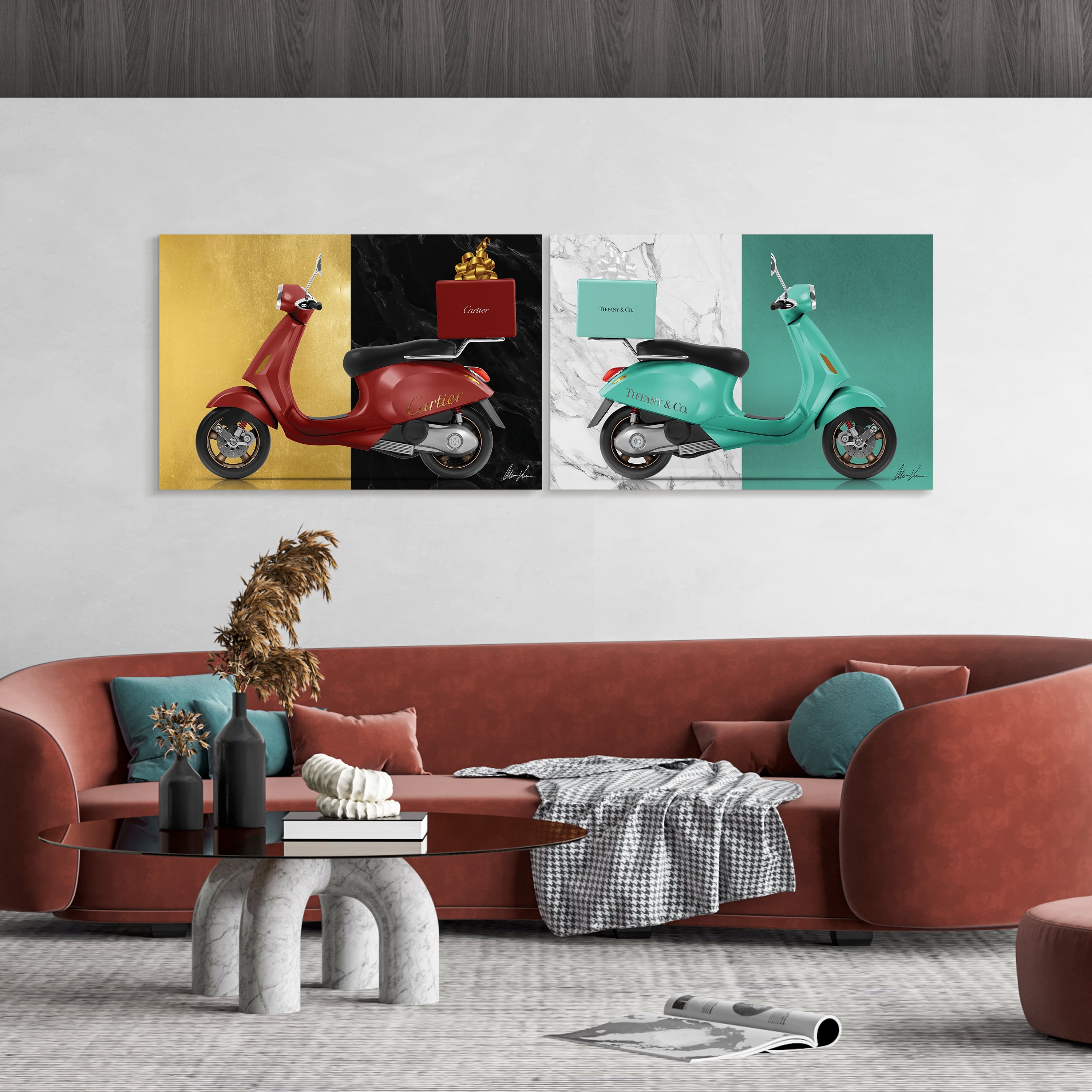 Special Delivery Frameless Free Floating Tempered Glass Panel Graphic Wall Art , 32" x 48" each