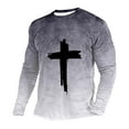 thumbnail image 2 of Zylanna Men's T-Shirts Tee, Stretchy Crew Neck Cross Gradient Color Long Sleeve Casual Tops for Man Gray, 2 of 3