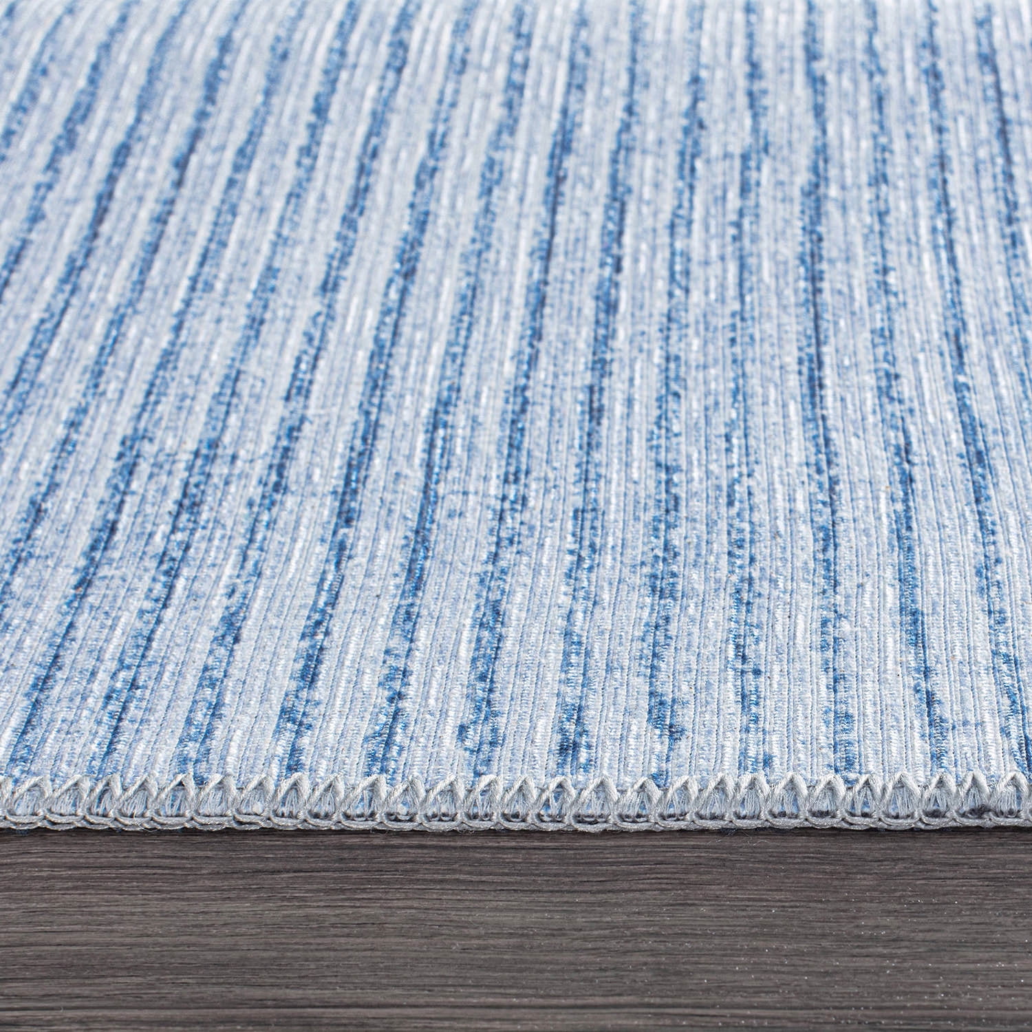 World Rug Gallery Contemporary Distressed Stripe Machine Washable 7'7"x9'6" Blue Area Rug