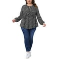 thumbnail image 2 of Agnes Orinda Women's Plus Size Babydoll Top Polka Dots Tie Keyhole Neck Long Sleeve Flowy Casual Peplum Blouse 1X Black, 2 of 6