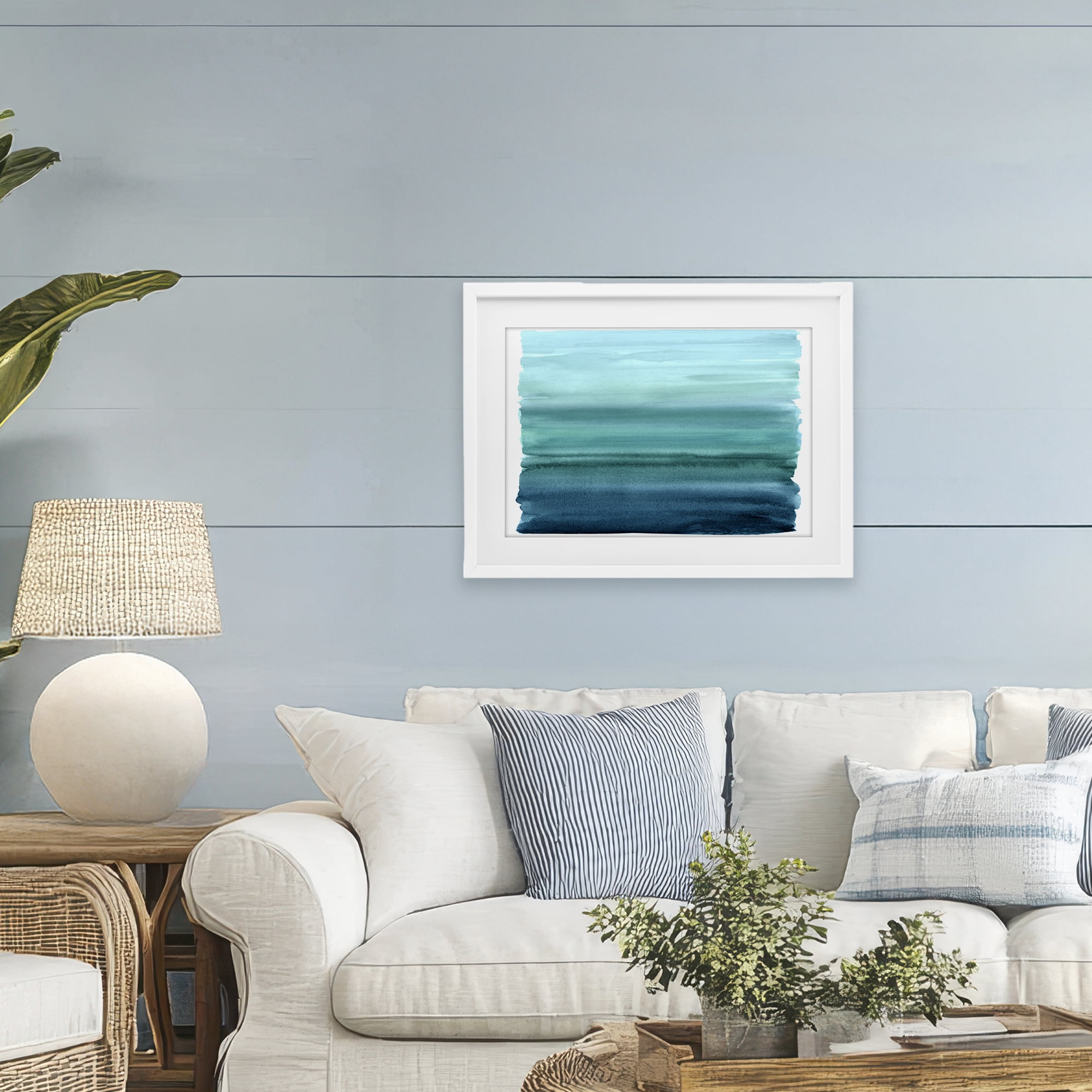 Stupell Industries Ombre Teal Gradient White Framed Print Under Glass, design by Allie Corbin