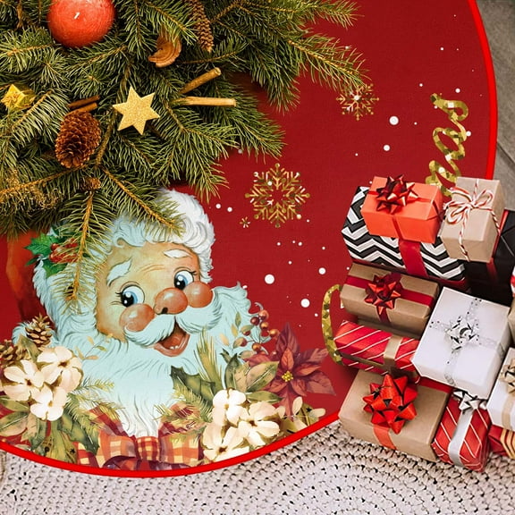 Christmas Tree Decoration Ornaments Christmas Tree Skirt Red White Christmas Tree Skirts Soft Plush Christmas Tree Mat for Holiday Party Christmas Decorations 29.92inch