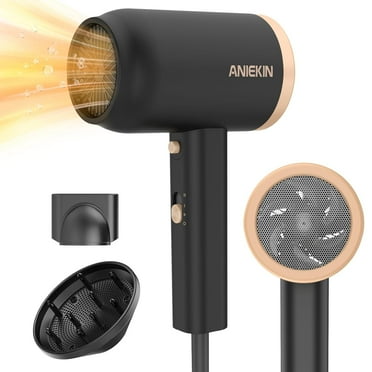 ANIEKIN Hair Dryer, 1875W Ionic Blow Dryer with Diffuser and Concentrator for Women Curly Hair Fast Drying as Constant Temperature, Portable Hair Dryer for Travel, Black