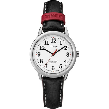 Timex Women's Easy Reader 40th Anniversary Black/White Watch, Leather Strap