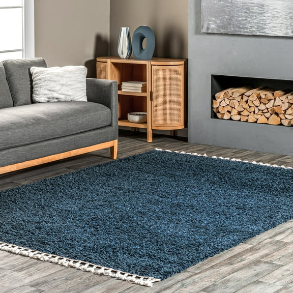 nuLOOM Neva Modern Tasseled Shag Navy 11' x 15' Modern Area Rug