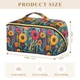 thumbnail image 4 of FORMRS Makeup Bag Travel Cosmetic Organizer for Women Fold Flat Zipper Pouch with Handle, Orange Colorful Flowers, 4 of 8