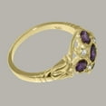 thumbnail image 5 of LBG British Made Classic Solid 14k Yellow Gold Natural Amethyst & Diamond Womens Anniversary Ring - 33 size options - Size 5.25, 5 of 7