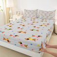 thumbnail image 4 of Homewish Lovely Dachshund Bed Sheets,Cartoon Pet Dog Full Size Sheets,Gray,4 Pieces,1 Flat Sheet, 1 Fitted Sheet and 2 Pillowcases, 4 of 6