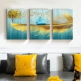 thumbnail image 3 of Wall Decor for Bedroom,Canvas Wall Art for Living Room,Modern Pictures ,Golden Feather and Yellow Tree Paintings,Posters for Farmhouse,Prints for Office,3 Pieces Set, 3 of 6