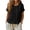 Black(Womens Tops), variant on Tops for Women Short Sleeve Cotton Linen Button Front Shirts Casual Crewneck Relaxed Fit Summer Blouses