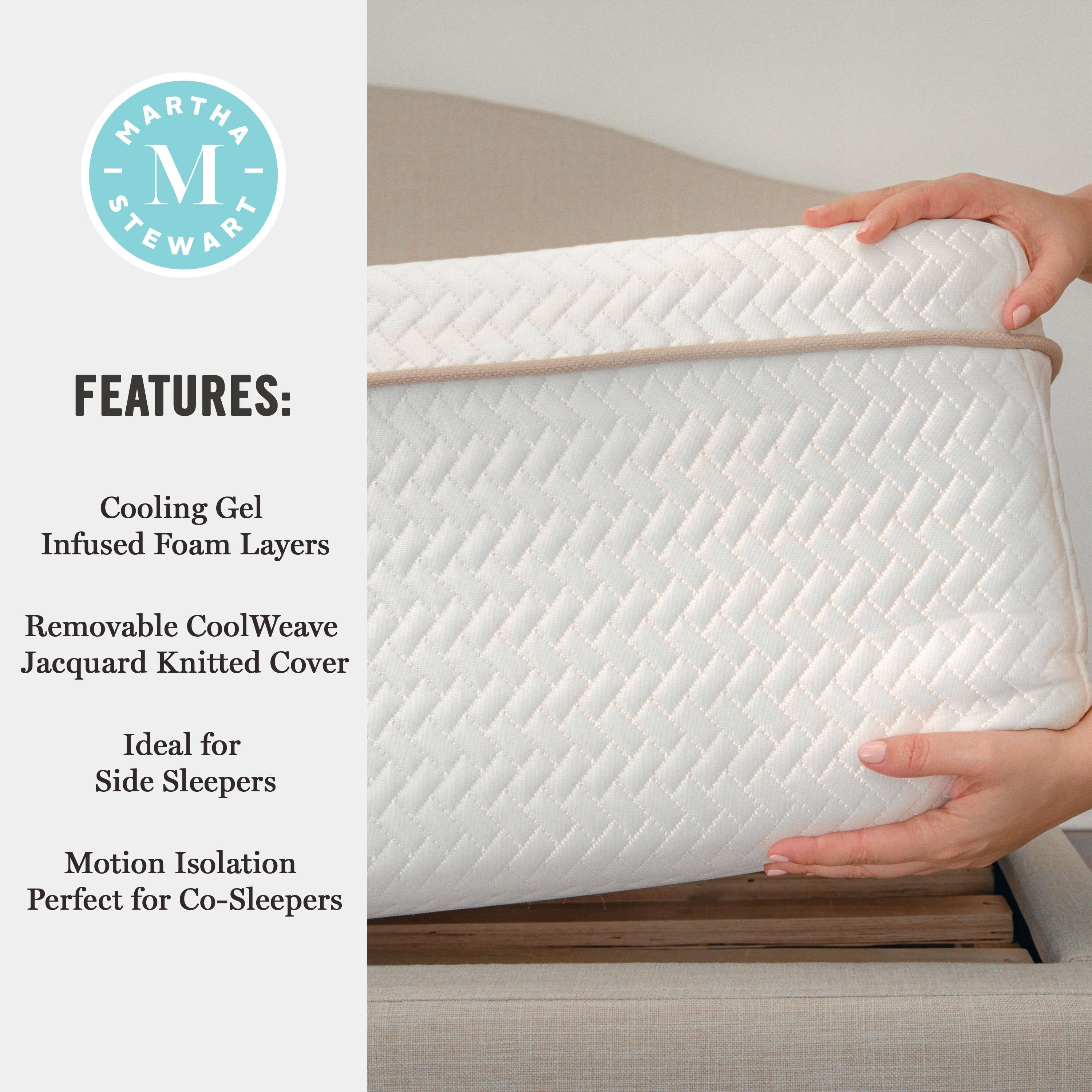 Martha Stewart 12 Inch Full Medium Plush Dual-Action Cooling Gel Memory Foam Mattress with Soft Breathable CoolWeave Jacquard Quilted Top