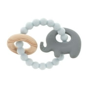 Nuby Silicone Animal Beaded Teething Ring for Infants, Elephant Design Baby Teether