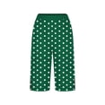 thumbnail image 4 of Cagogo Women Polka Dot Capri Pants Elastic Waist Loose Casual Summer Vacation Shorts with Pockets Flowy Beach Lounge Trousers, Green S, 4 of 5