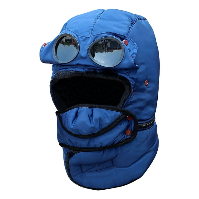 Linnome Winter Thermal Cycling Face Mask With Glasses Window Windproof Anti Fog Balaclava For Outdoor Riding