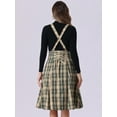 thumbnail image 3 of DARING DIVA Women's Tartan Pinafore Plaid Midi Suspender Skirt S Khaki, 3 of 6