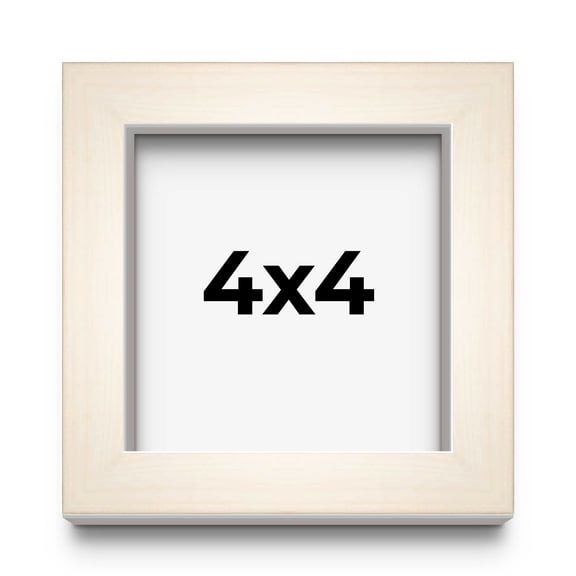 4x4 Shadow Box Cream of Wheat White Washed Display Frame | 0.875 Inches Deep Solid Wood Shadowbox |